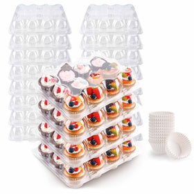 NPLUX cupcake containers with closed 12-pack boxes for secure transport and display