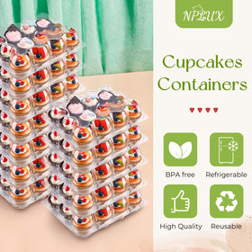 NPLUX stackable cupcake containers highlight a clear design for easy shelf visibility