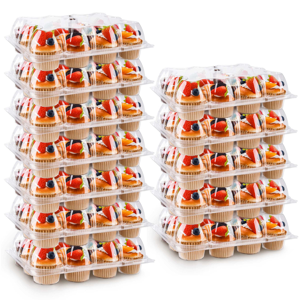 NPLUX cupcake containers with tall dome lids secure for easy transport