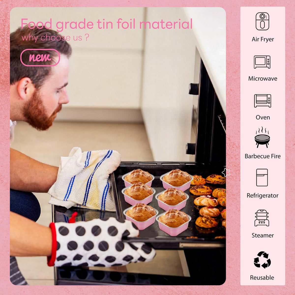 NPLUX disposable loaf pans with lids, ready-to-use for events and gifts.