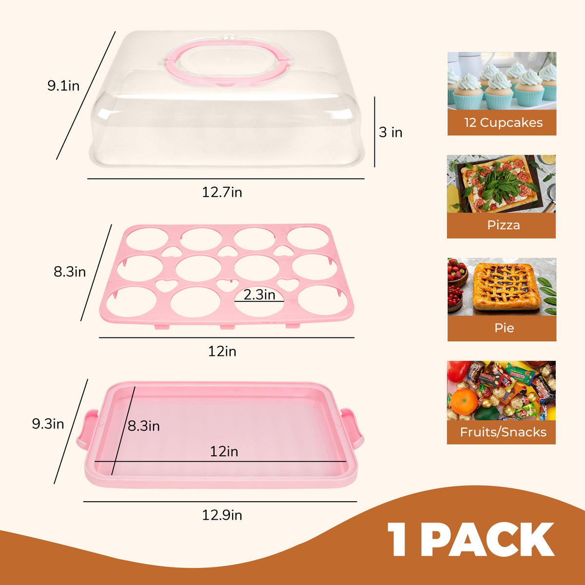 NPLUX durable plastic cake carrier with handles for repeated use.