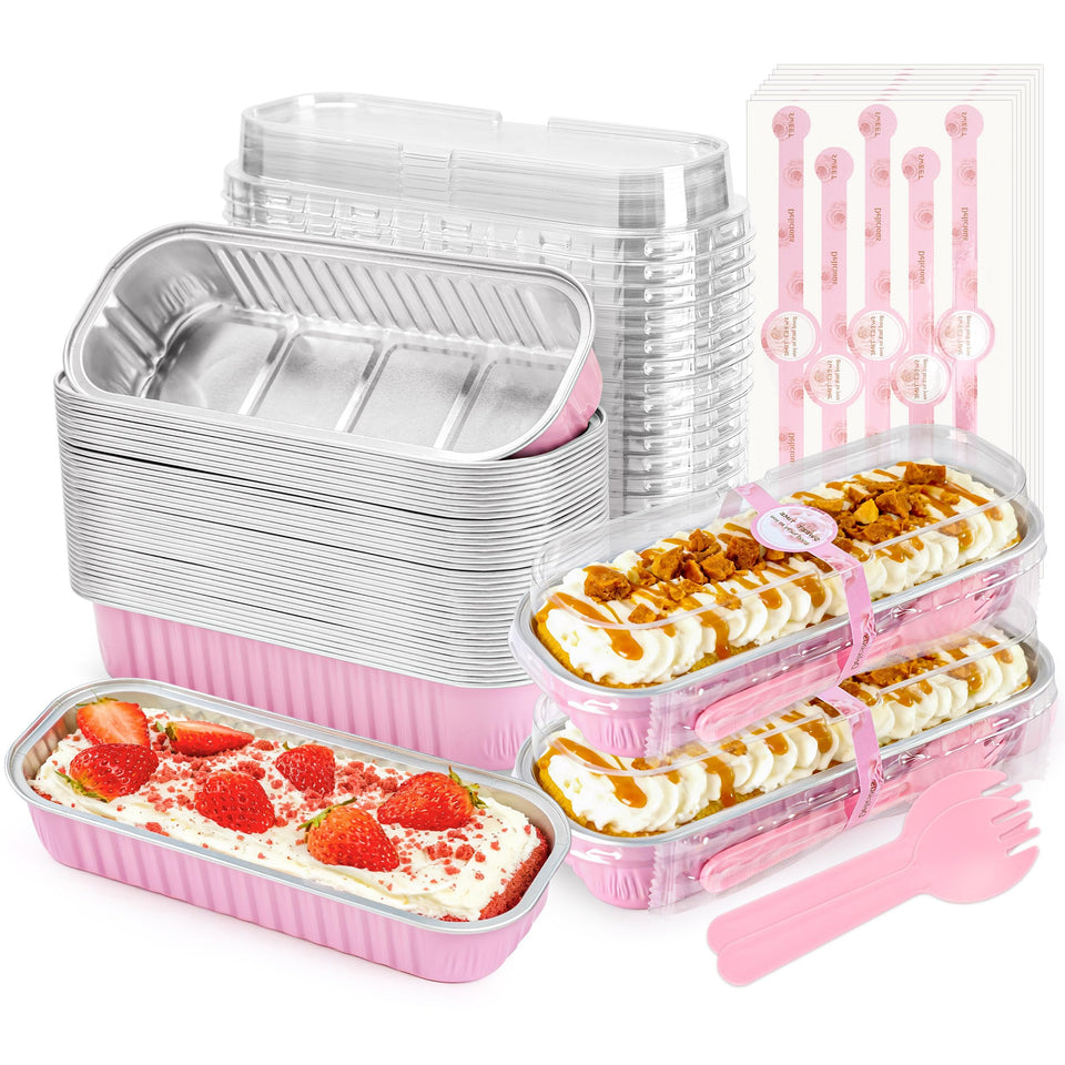 NPLUX mini cake pans with lids and spoons for easy individual servings.