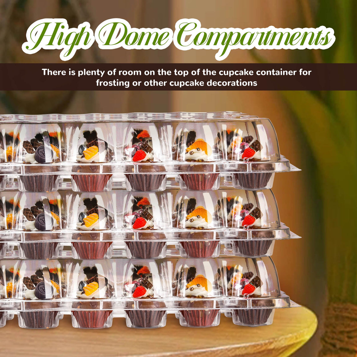 NPLUX mini cupcake containers with tall dome lids for frosting clearance