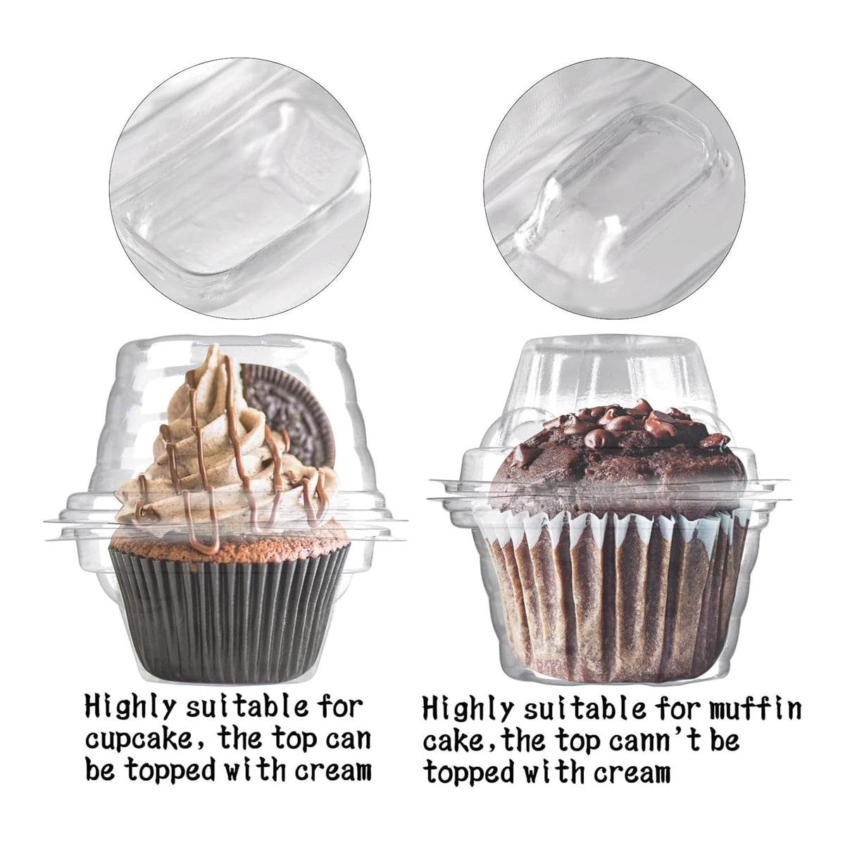 NPLUX PET plastic cupcake box offers sturdy, durable handling.