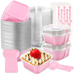 NPLUX pink mini cake pans with lids for easy, mess-free party desserts