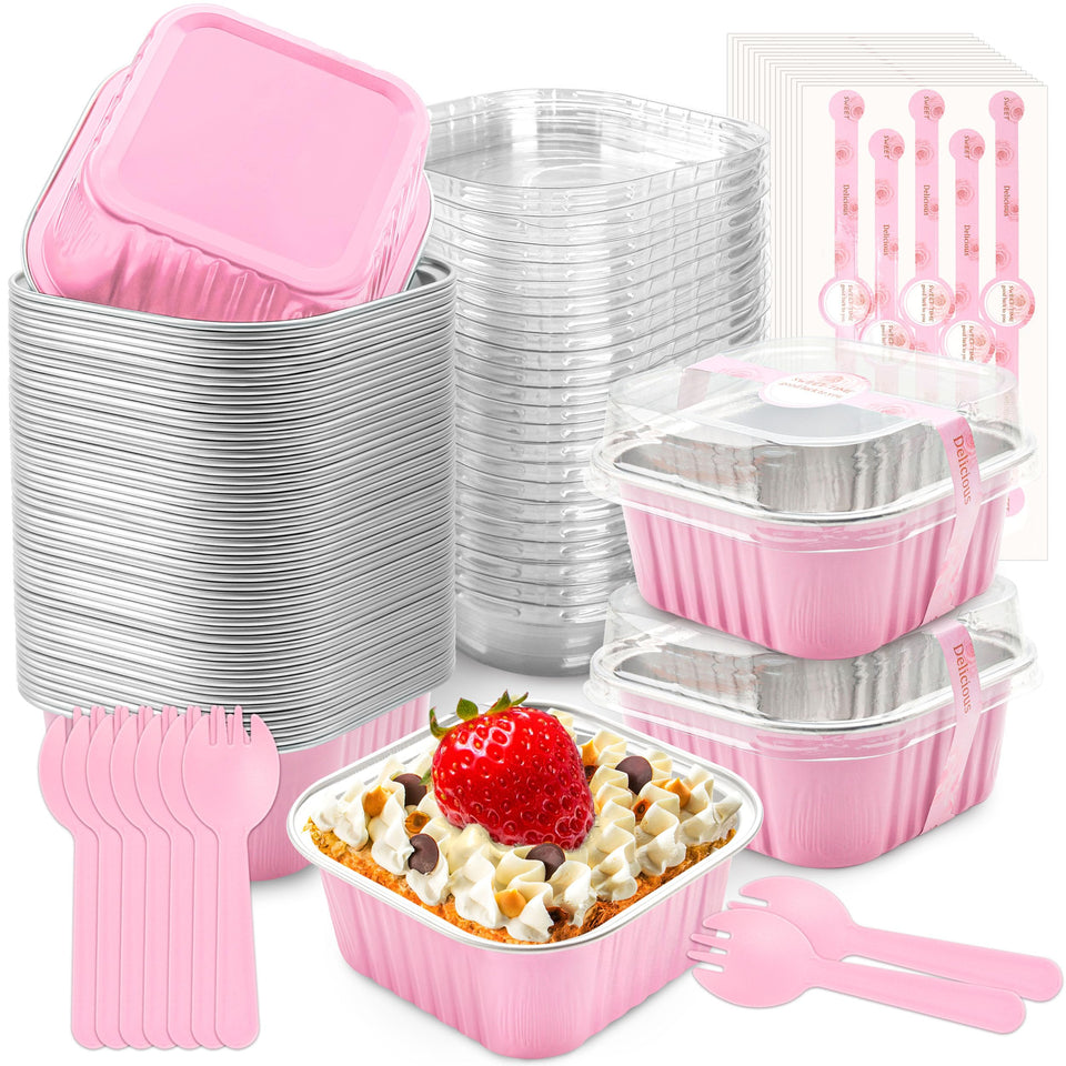 NPLUX pink mini cake pans with lids for easy, mess-free party desserts