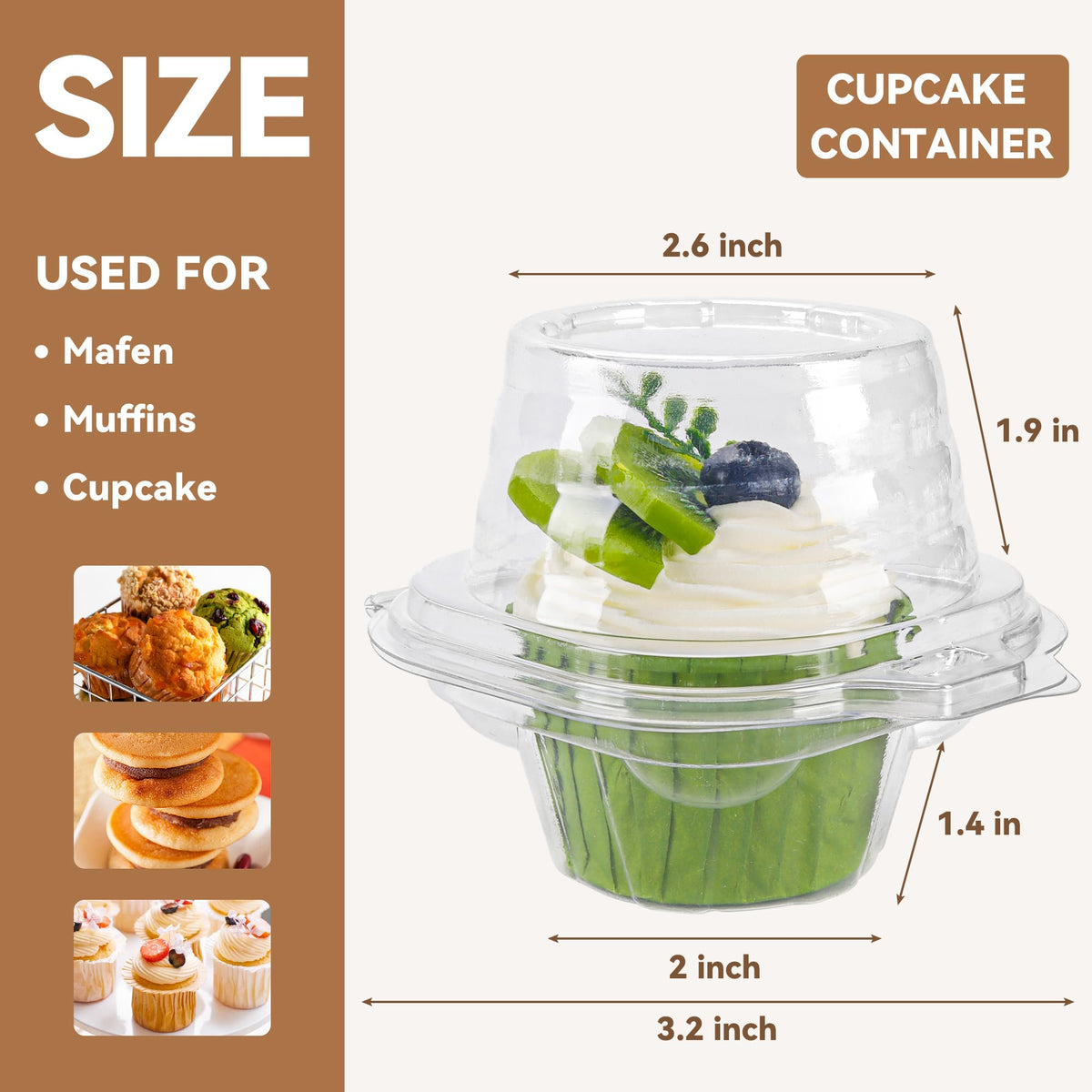 NPLUX stackable deep-dome cupcake carrier demonstrating secure transport.