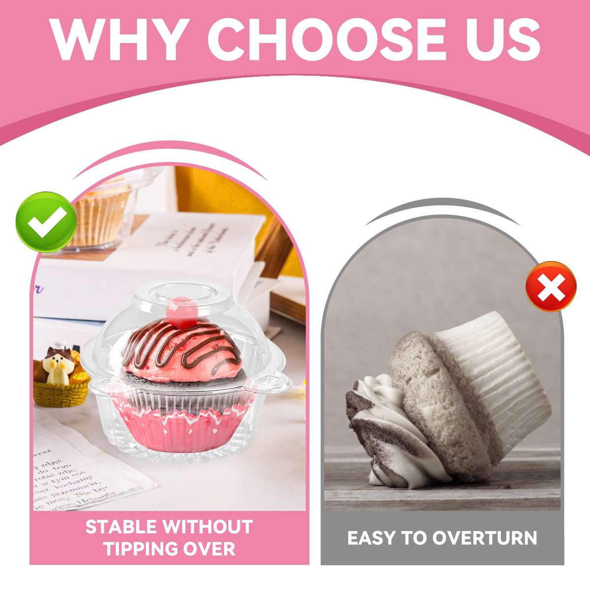 NPLUX stackable cupcake carrier saves space on displays and in transit.
