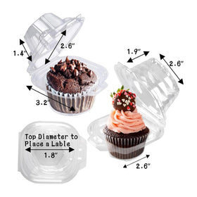 NPLUX three-point-five-inch cupcake box showing compact size for tall cupcakes.
