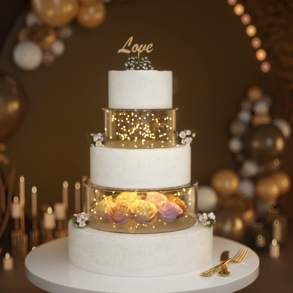 NPPLUS fillable cake stand 10-inch diameter, clear acrylic display for centerpieces.