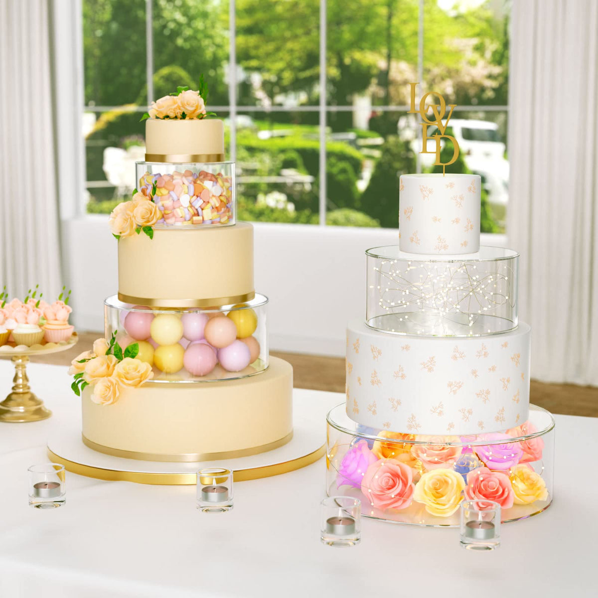 NPPLUS fillable cake stand 6-inch diameter, compact display for tabletop events.