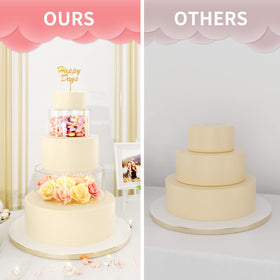 NPPLUS transparent cake tier showcases contents from all angles.