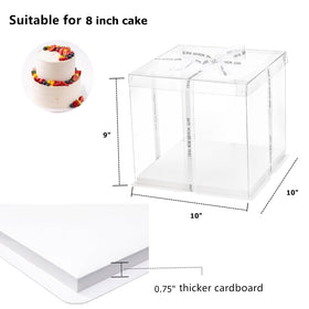 NROZIET 10x10x9 tall cake box top view showing sturdy packaging.
