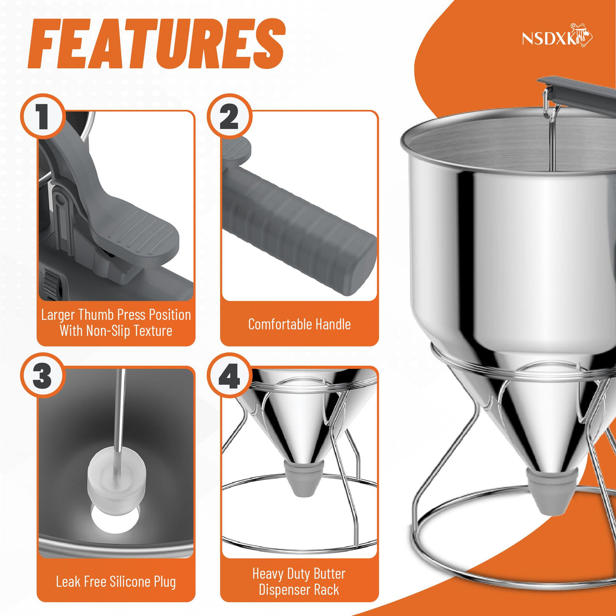 NSDXK silicone nozzles set enables versatile dispensing for cakes and waffles
