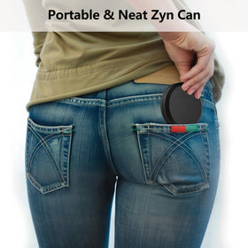 NuBonsey Slim Metal Zyn Container airtight seal demonstrating odor control.