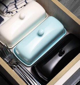 Nucookery butter dish holds one standard butter stick for quick use.