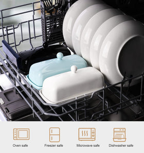 Nucookery butter dish lid secure clip locks lid into tray during transport.