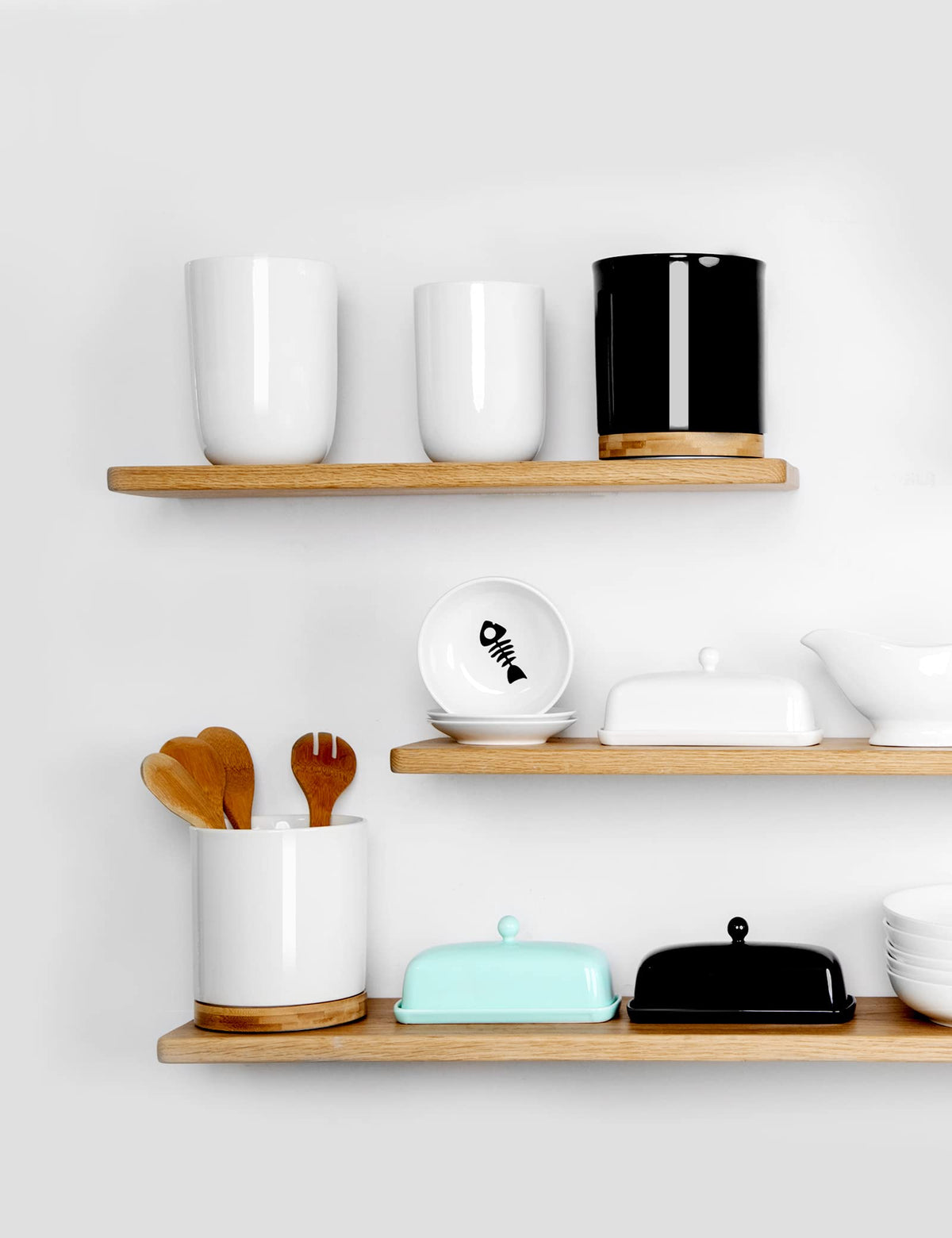 Nucookery butter dish white porcelain adds a clean look to any kitchen.