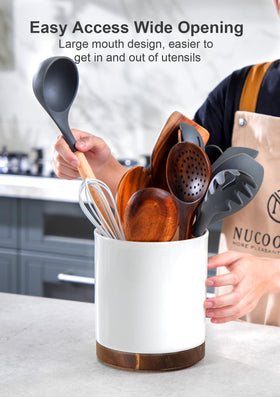 Nucookery large rotating utensil holder keeps tools accessible while reducing clutter on your countertop.