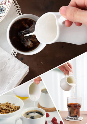 Nucookery syrup and drawn butter pitcher for precise pours