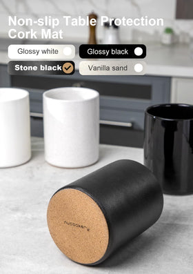 Nucookery cork-bottomed holder protects counters and reduces movement.