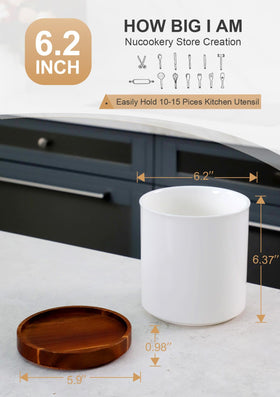 Nucookery white ceramic utensil organizer adds a clean look and everyday convenience.