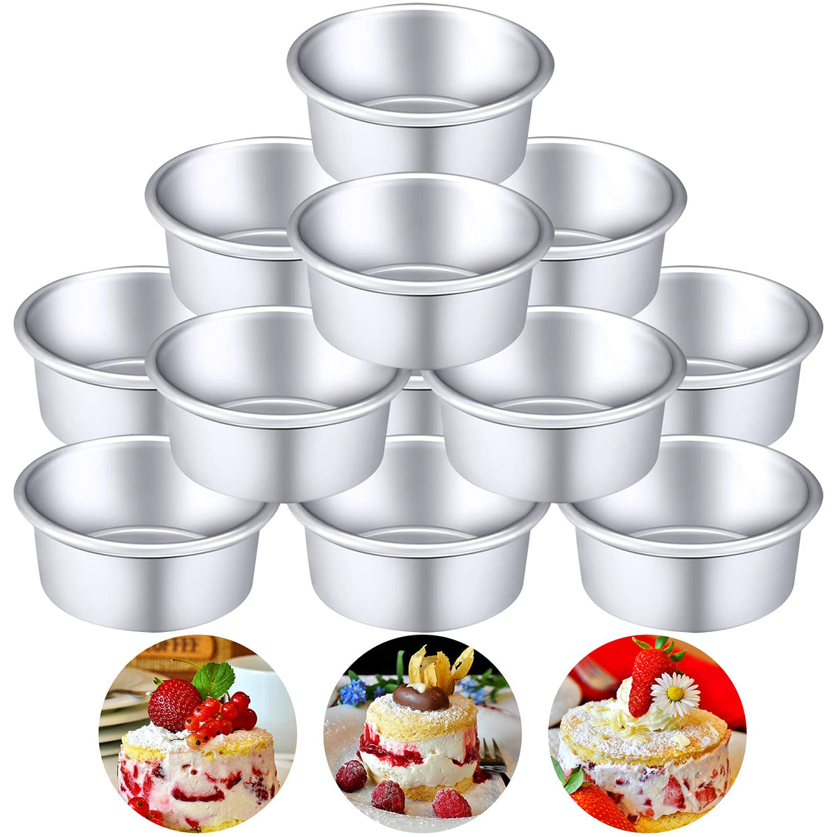 Nuenen 12-pcs round cake pans set laid out for versatile home baking