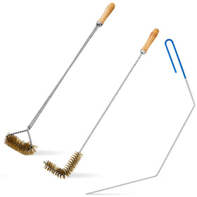 Nuenen 3-piece fryer cleaning tools with L-shaped brush for hard-to-reach corners.