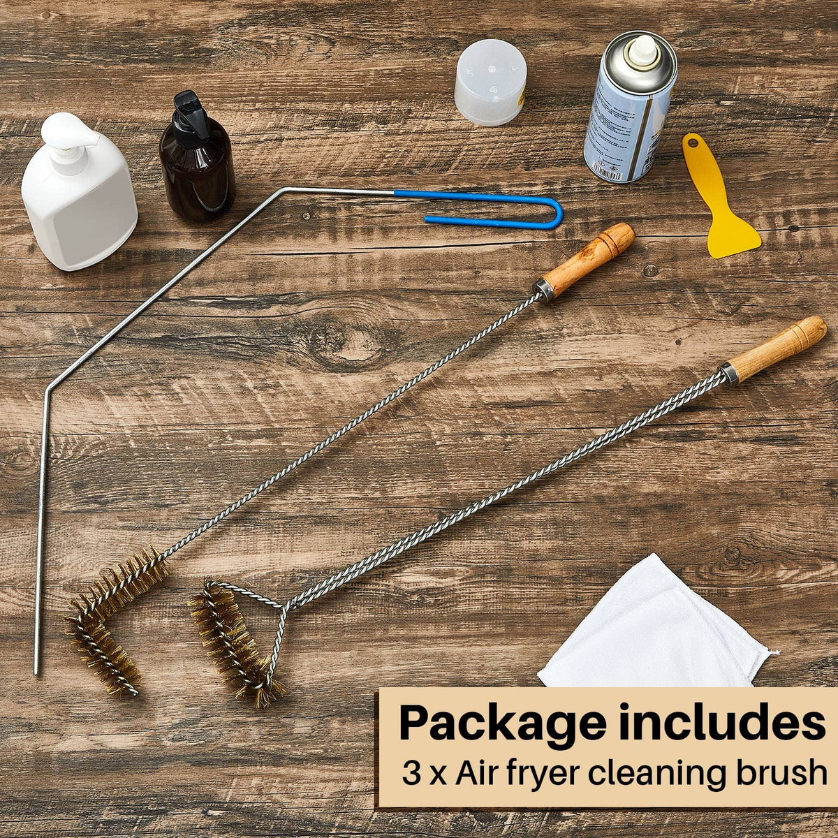 Nuenen long-handled fryer basket brush for safe, efficient scrubbing.
