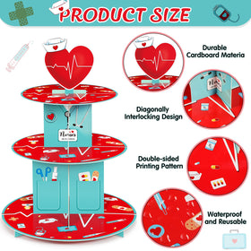 Nuenen Medical dessert tower with vibrant nurse patterns for event decor