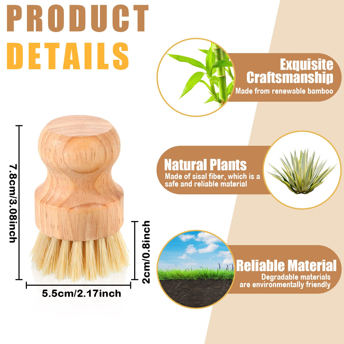 Nuenen natural sisal bristles enable gentle yet effective scrubbing.