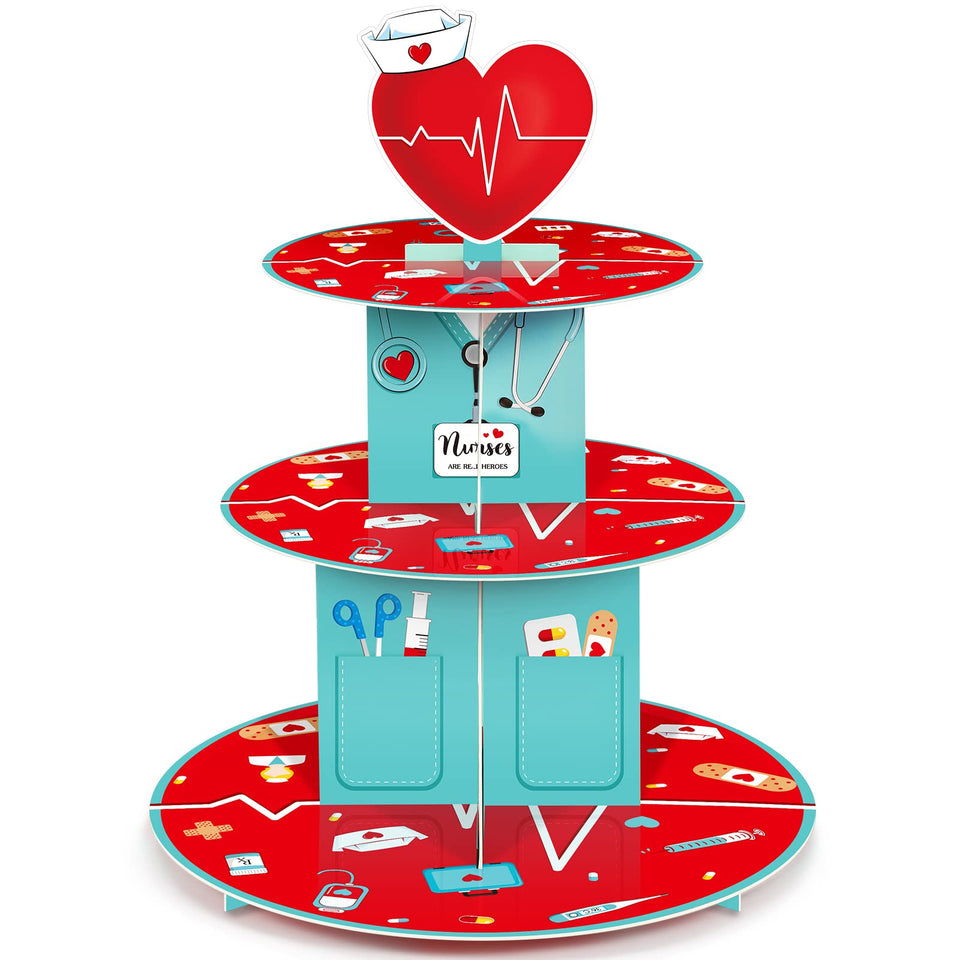 Nuenen Nurses Week 3-Tier Stand shown as a bold cupcake display for nurse graduation parties