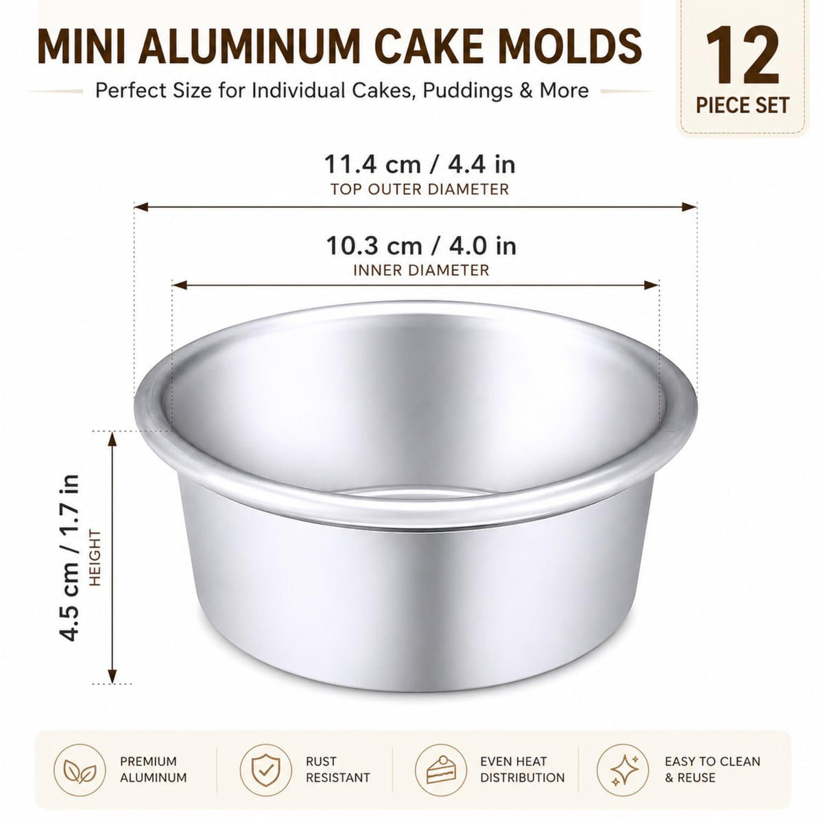 Nuenen round cake pans with nonstick surface for easy release and cleanup