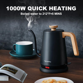 Nueve&Five kettle with 1000W fast heating for rapid boil.