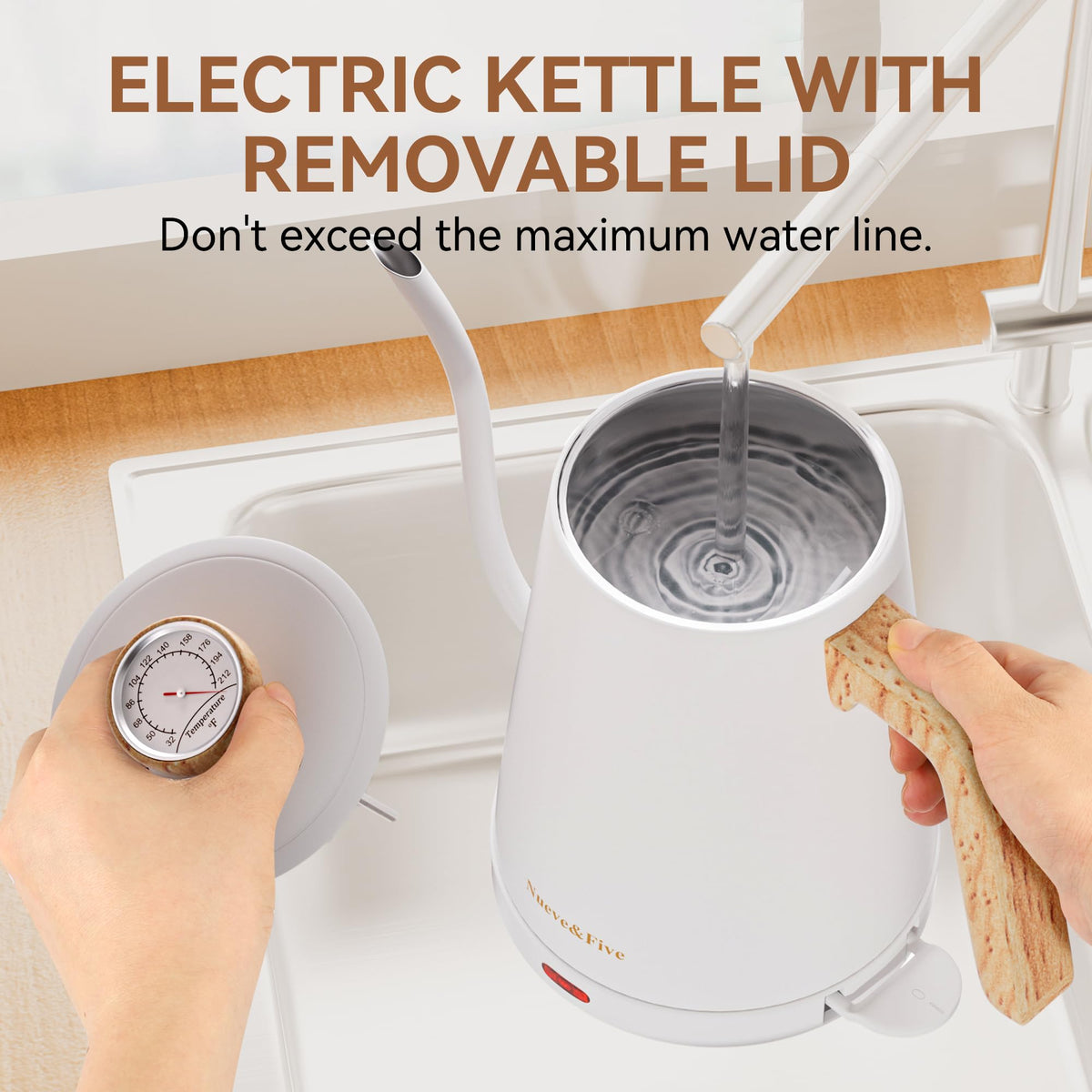 Nueve&Five electric kettle supports daily coffee and tea routines.
