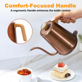 Nuevefive gooseneck pour-over flow directs water precisely.