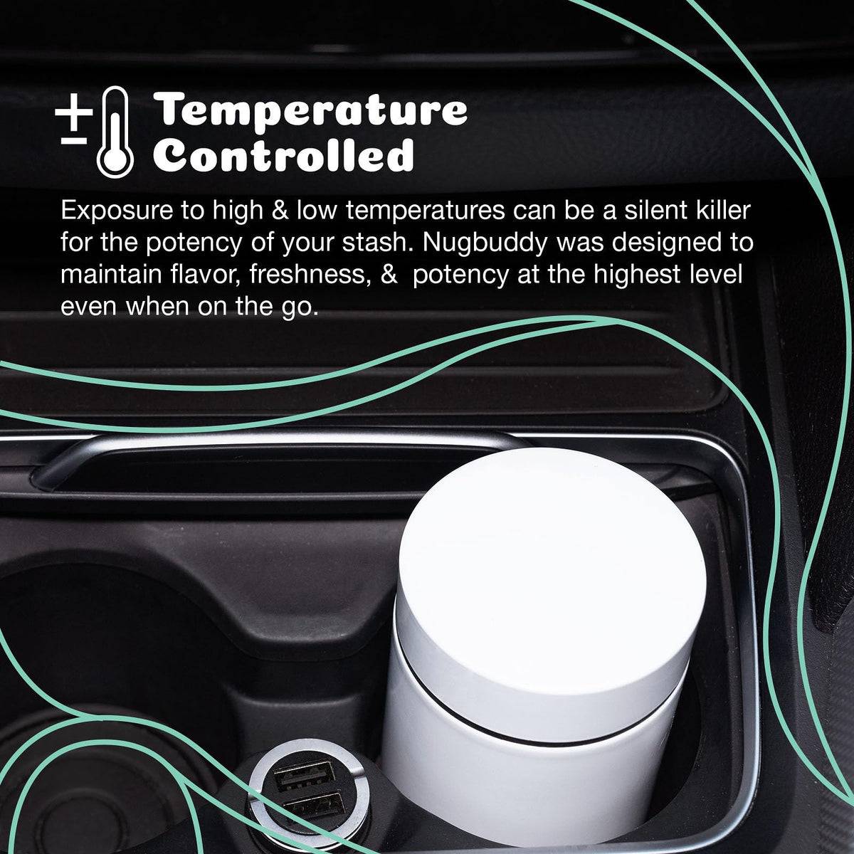 Nugbuddy Mini air-tight seal lid keeps contents fresh during storage.