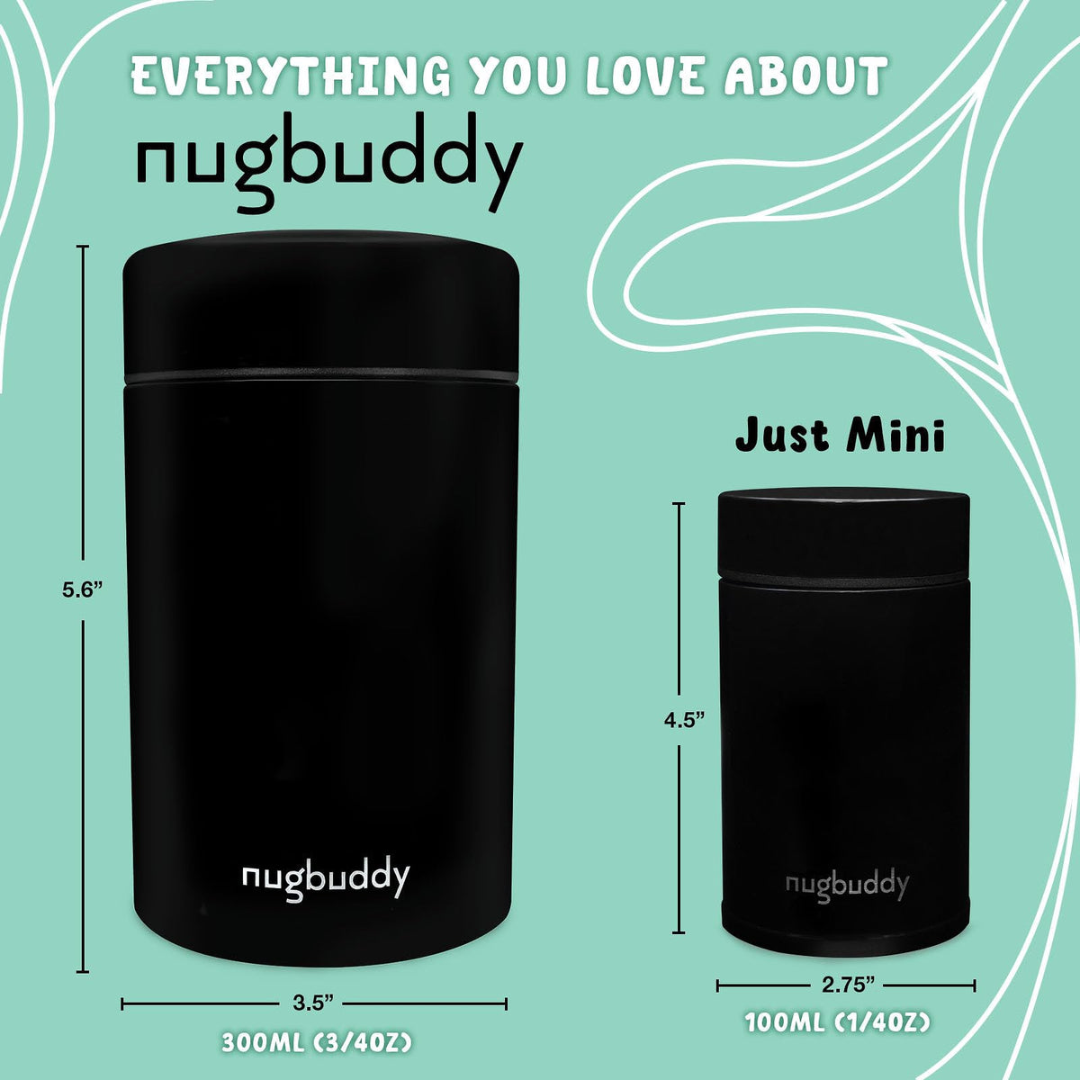 Nugbuddy Mini compact and portable storage that fits with other bottles