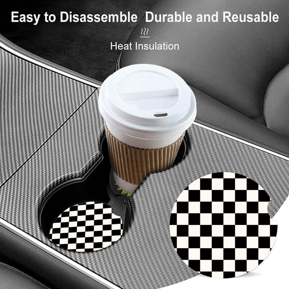NUGGHU two-pack car coasters with non-scratch cork base protects surfaces