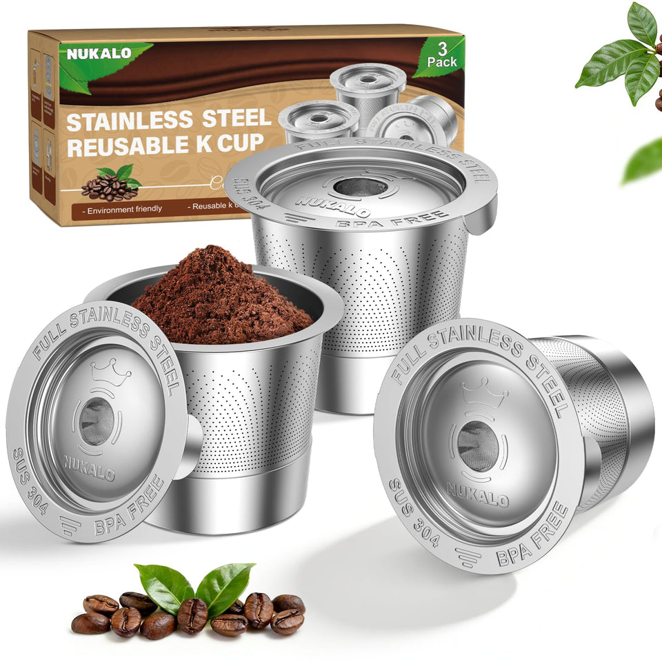 NUKALO 3-pack reusable coffee pods for Keurig 1.0 compatibility enhance flavor and reduce waste