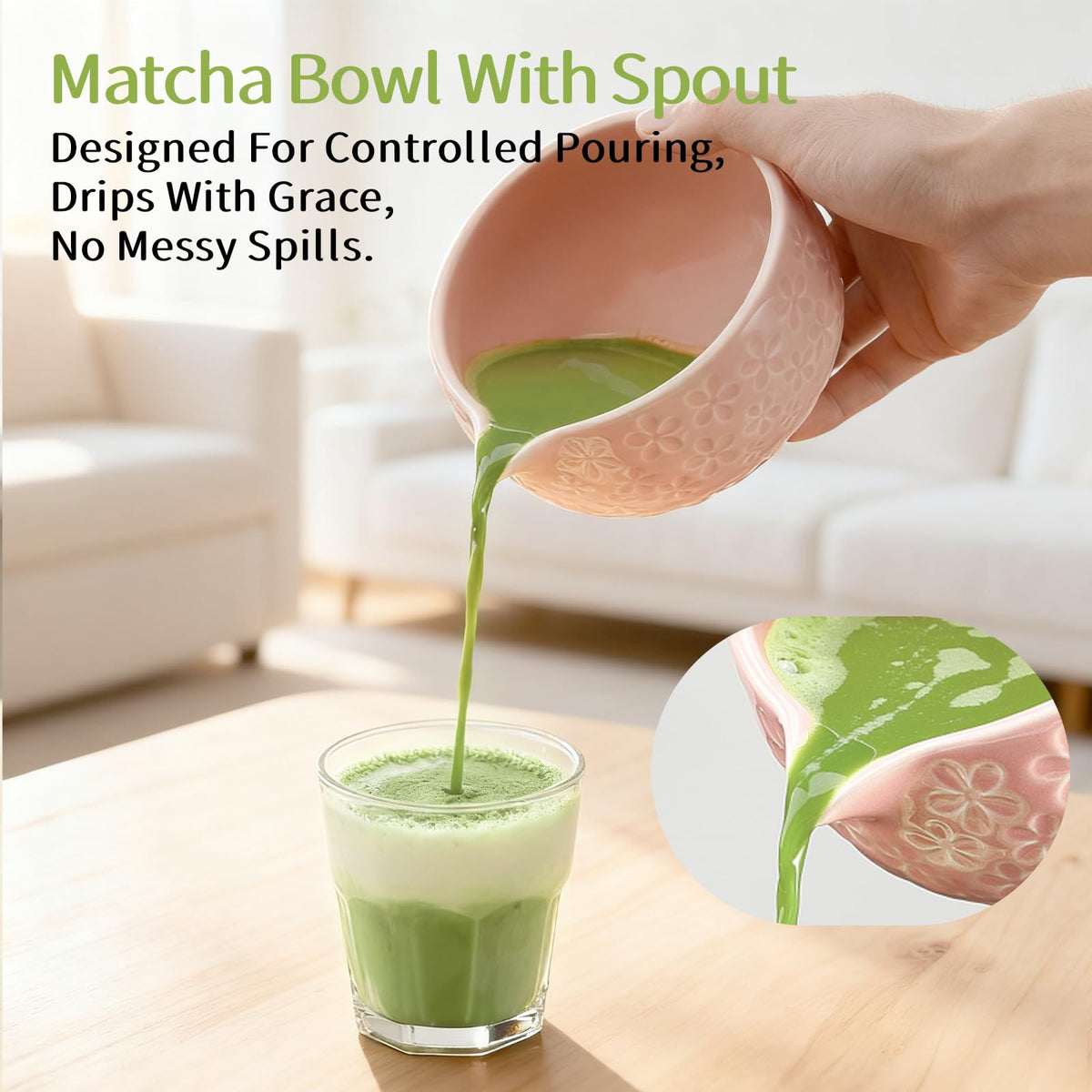 NUKALO bamboo scoop for precise matcha powder measurement.