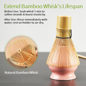 NUKALO ceramic whisk holder keeps the chasen dry and organized.