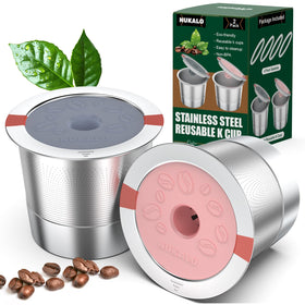 NUKALO reusable K-Cup pink lid for eco-friendly home brewing.