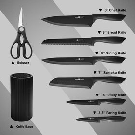 NULAS 7-inch Santoku knife for nimble chopping and clean cuts.