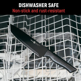 NULAS 6-piece serrated steak knives with secure grip.