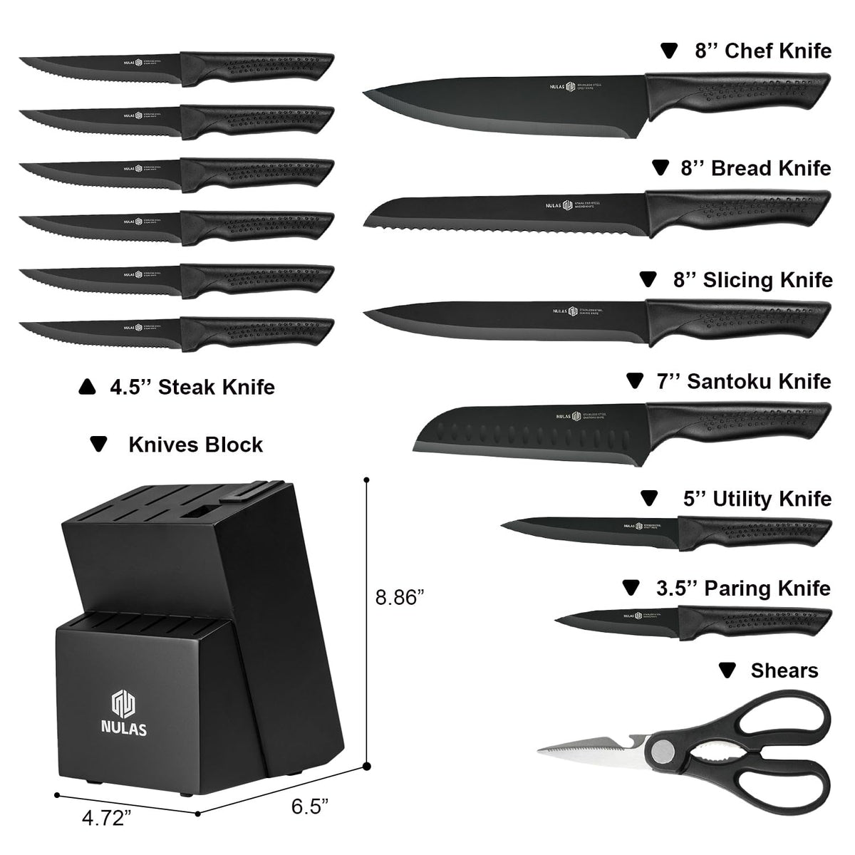 NULAS 8-inch chef knife showcased for precise slicing and quick prep.