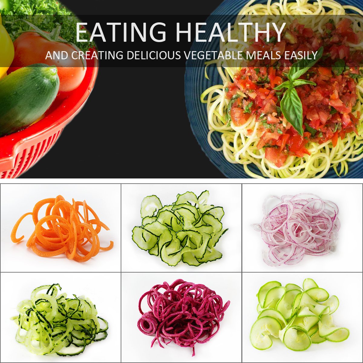 NUNEWARES spiralizer recipe book guides new veggie dishes.