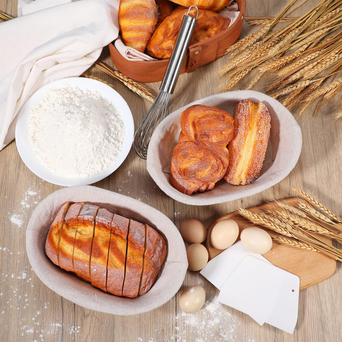 Nuogo bread proofing basket folded for compact storage in a small kitchen