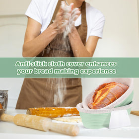 Nuogo silicone proofing basket in use during baking for even crust