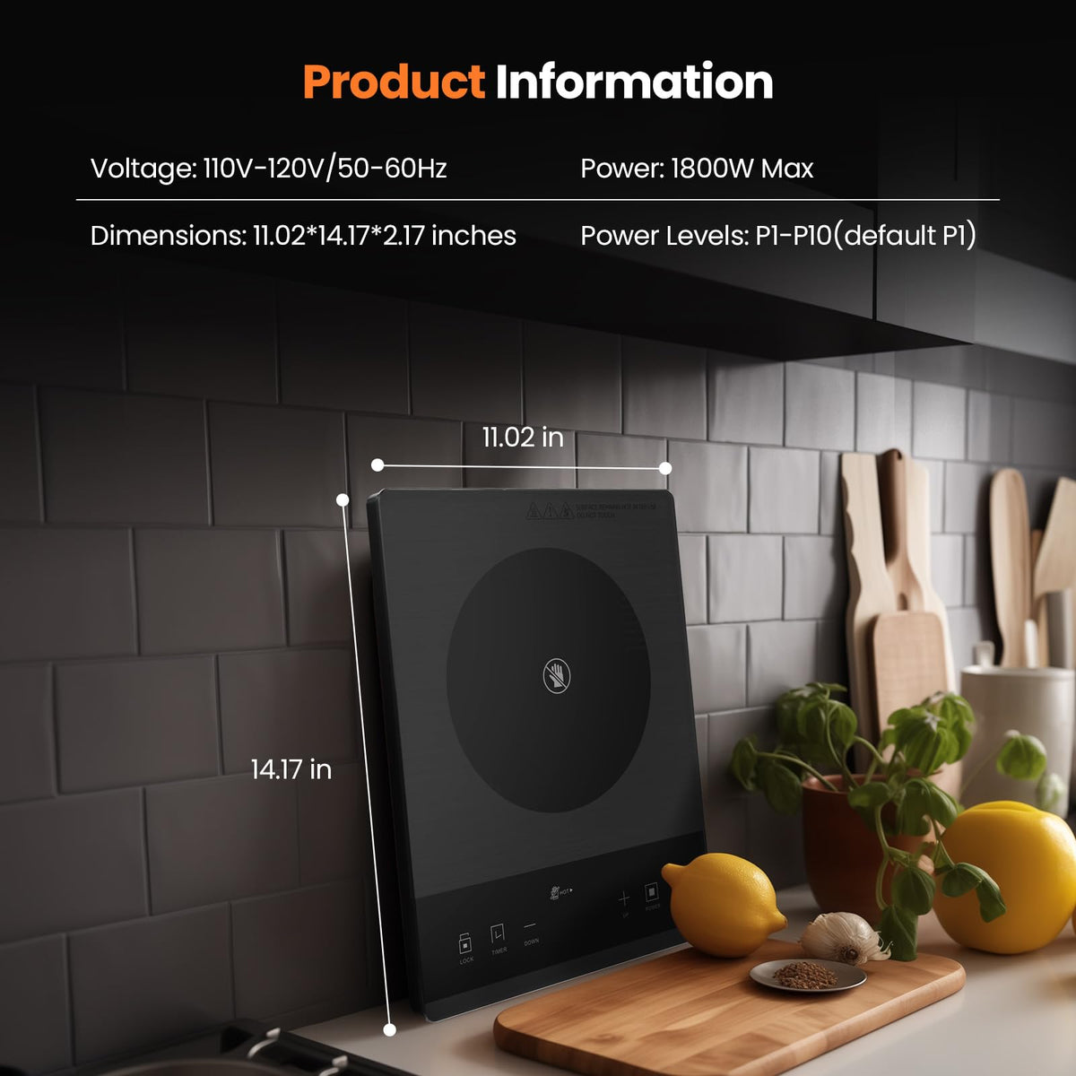 Nuopuplai hot plate includes timer and safety lock for added convenience.